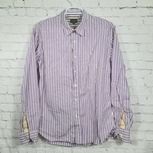 Paul Smith Jeans Striped Purple Long Sleeve Button Down Shirt